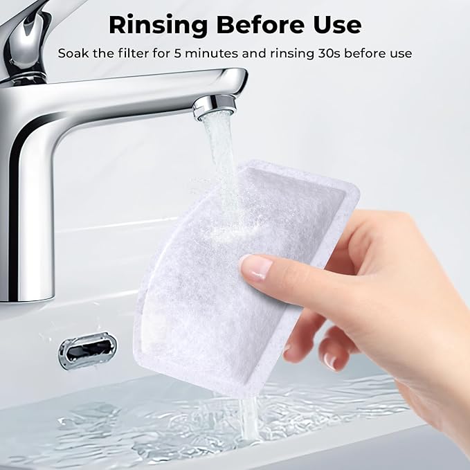 Cat Water Fountain Filters for ORSDA D60 100oz/3L Pet Fountain, 12PCS Replacement Carbon Filters with Triple Filtration System, 6PCS Pump Filters