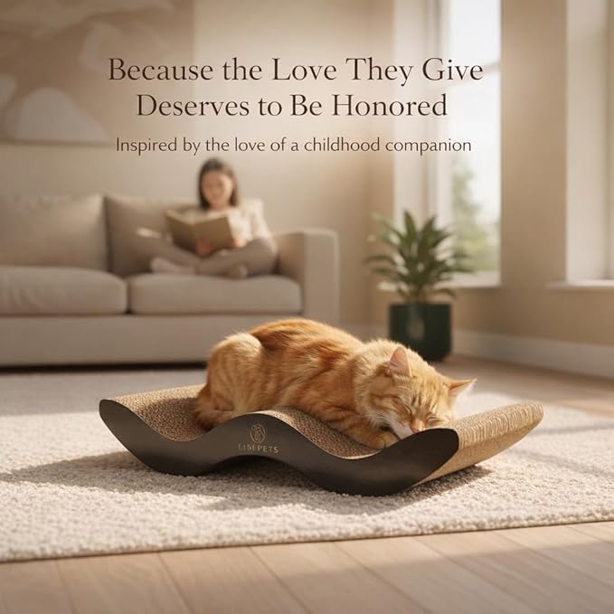 Cat Scratcher Cardboard Lounge Bed for Indoor Cats – Large Curved Cat Scratch Pad, Reversible Durable Honeycomb Design, Cat Scratching Board for Furniture Protection
