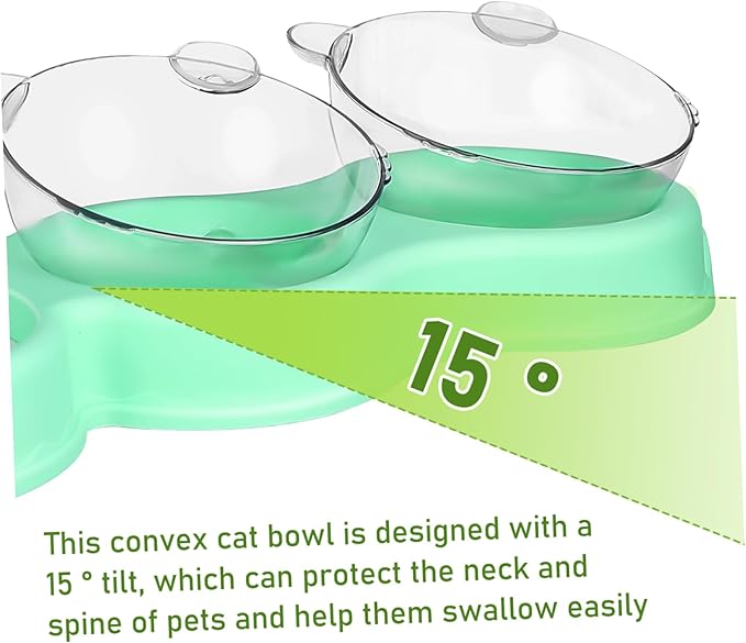 BESTonZON 3-in-1 Multifunctional PET Bowls for Food and Water Double Plastic Bowls with Automatic Water Bottle Feeding Solution for Small Cats and Dogs