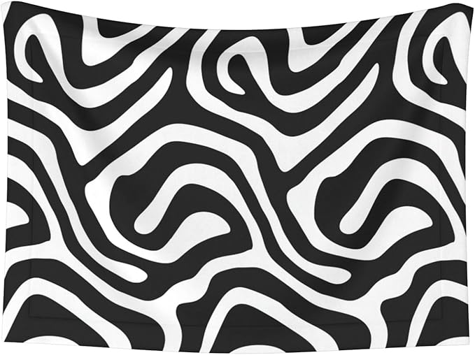 Cat Dog Blanket Psychedelic Black White Swirl Wavy Abstract Lines Ultra Soft Warming Mat for Indoor Pet Beds Furniture 27.6 X 19.7inch