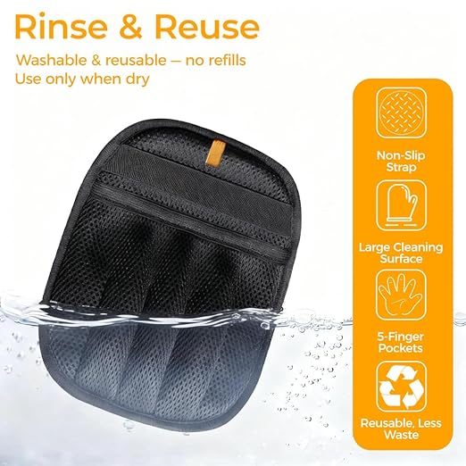Electrostatic Pet Hair Removal Gloves, 2-Pack Reusable Washable 5-Finger Grooming Mitts for Dog & Cat Fur, Lint Remover for Couch, Furniture, Carpet, Clothes, Car Seats