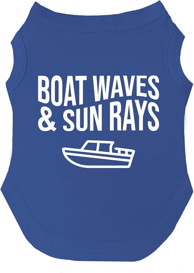 Boat Waves & Sun Rays Dog Tee Shirt | Sleeveless | Sizes for Puppies, Toys and Large Breeds (Royal Blue, 3X-Large 806)