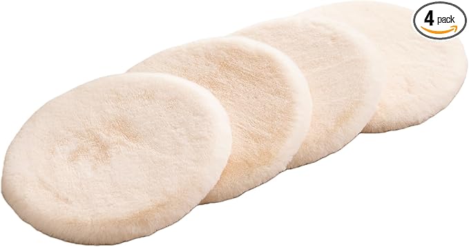 SHENGOCASE Round Faux Rabbit Fur Pet Bed Kneading Cushion, 16 inches, Cat Tree Tower Replacement Pad, 4-Pack (White)