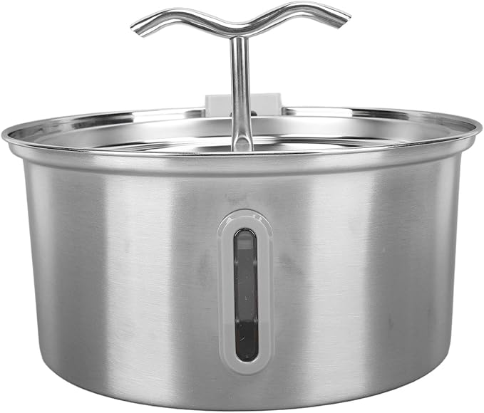 Dog Bowl Fountain, Cat Water Fountain Stainless Steel Pet Water Dispenser 3.2L Large Capacity Double Spout Automatic Filtration Watering Dish for Pet 4.33x5.2in