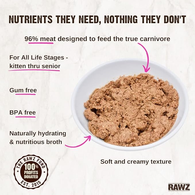 Rawz Natural Premium Pate Canned Cat Wet Food - Made with Real Meat Ingredients No BPA or Gums - 5.5oz Cans 24 Count (Duck & Duck Liver)