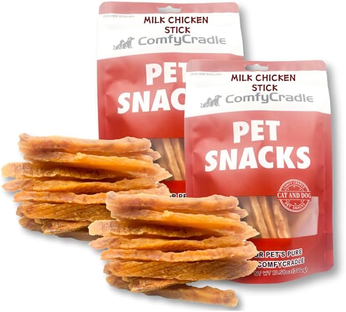 Chicken & Milk Jerky, Irresistible High-Protein Dog Treats, Calcium-Rich Tender Chews for Strong Bones & Teeth, Natural Training Reward (2 Pack x 10.58 Ounce (Pack of 2),Chicken)