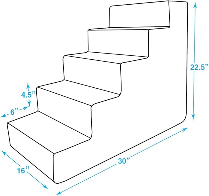 Best Pet Supplies Dog Stairs & Steps - Foam Steps for Small Dogs & Cats, Non-Slip Indoor Balanced Pet Step Support, Dog Ramp, No Assembly, Lambswool, 5-Step (22.5-inch Height)