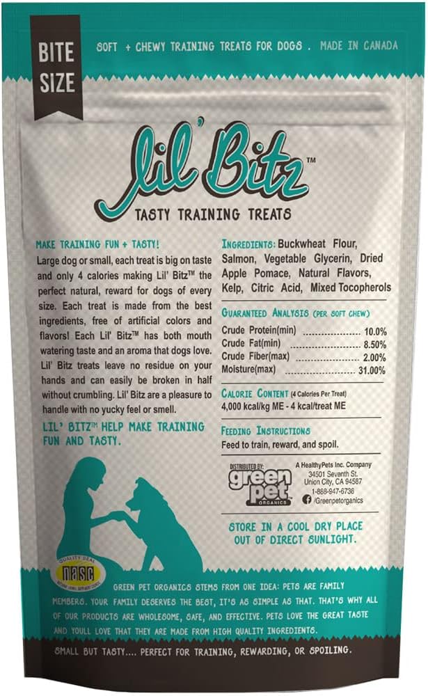 Soft & Chewy Training Treats for Dogs, Bite Size Reward Treats for Training & Positive Reinforcement, Grain Free Dog Treats Made with Wild Salmon & Kelp, Natural Ingredients, All Breeds, 4 oz Bag