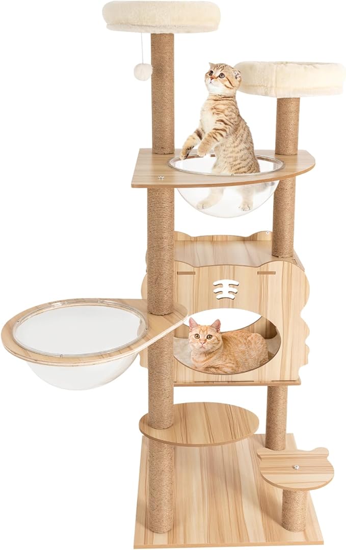 Cat Tree Modern Cat Tower for Indoor Cats, Multi-Level Cat Condos with Scratching Post & Resting Platforms for Large/Small Cat Climbing, Cat Activity Center Playground