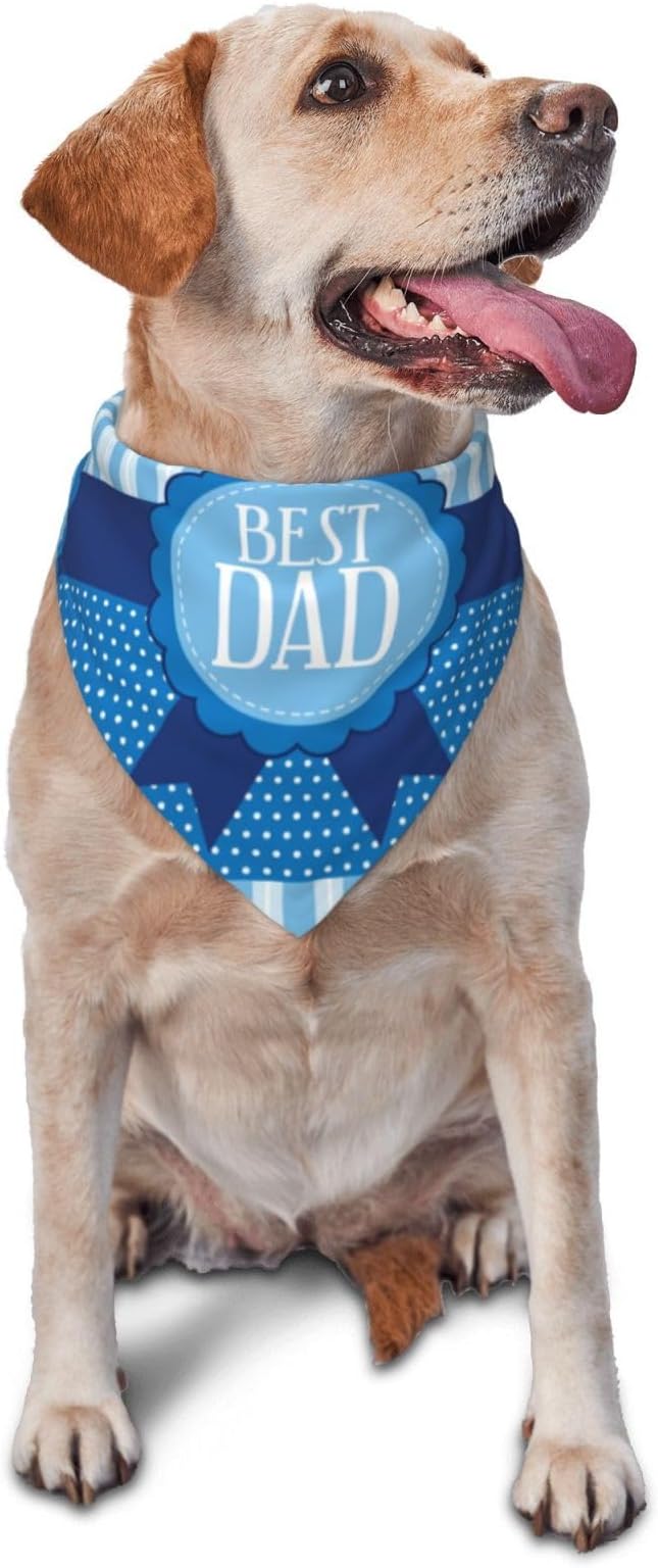 Happy Father's Day Dog Bandana Adjustable Reversible Triangle Dog Scarf Scarves Pet Bibs Costume Accessory Decor for Cats