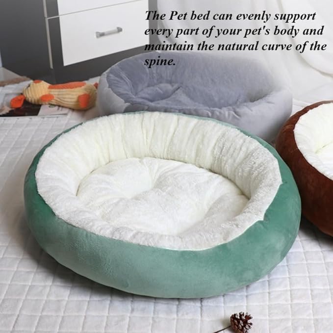 Warming Round Plush Pet Bed, Winter Warm Dog Bed for Small Dogs & Cat Bed for Indoor Cats, Calming Pet Mat Pad for Puppy Kitty, Pet Supplies(Green,XX-Large)