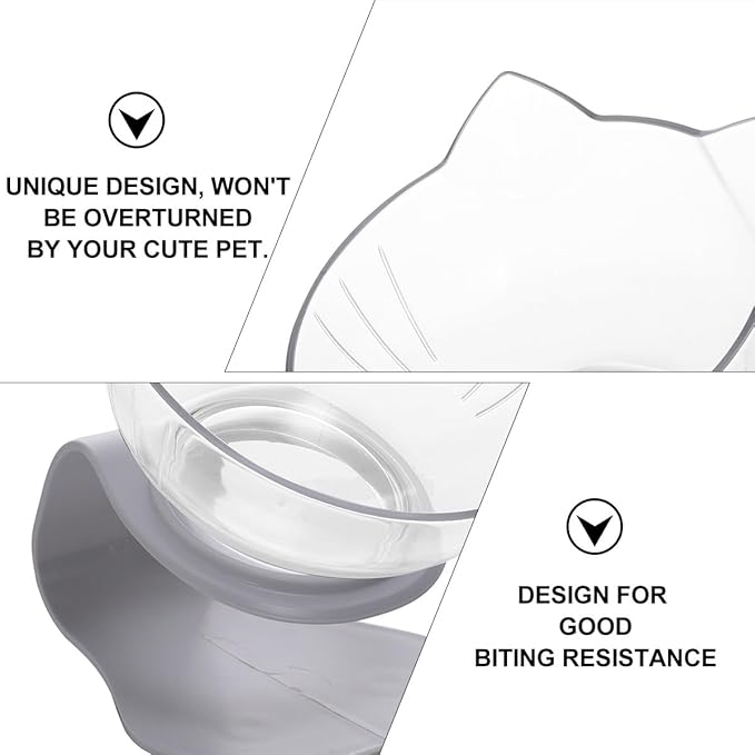 Alipis Tilted Plastic Cat Feeding Bowl Neck Guard, Whisker-Friendly Single Pet Food Bowl for Home Use