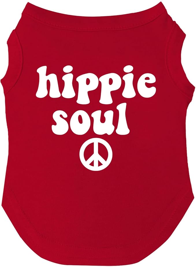 Hippie Soul Dog Tee Shirt | Sleeveless | Free Spirit Pup | Groovy | Peace & Love (Red, 4X-Large 1018)