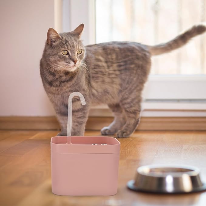 Mipcase Automatic Cat Water Fountain Electric Feeder with Mute Pump Water Dispenser for Cats and Dogs Fun Flower Shape Outlet Portable and Easy to Pink Color
