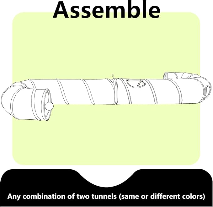 Cat Tunnel, 2-Way Collapsible Cat Tube with Interactive Peek-A-Boo Hole, Toy Ball, and Rope – Ideal for Indoor Cats, Kittens, and Rabbits (Green)