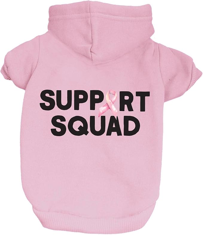 Support Squad Dog Hoodie | Fleece Lined |Leash Hole| Pink October | Breast Cancer. | Awareness & Support|Baby Pink, Medium 1411