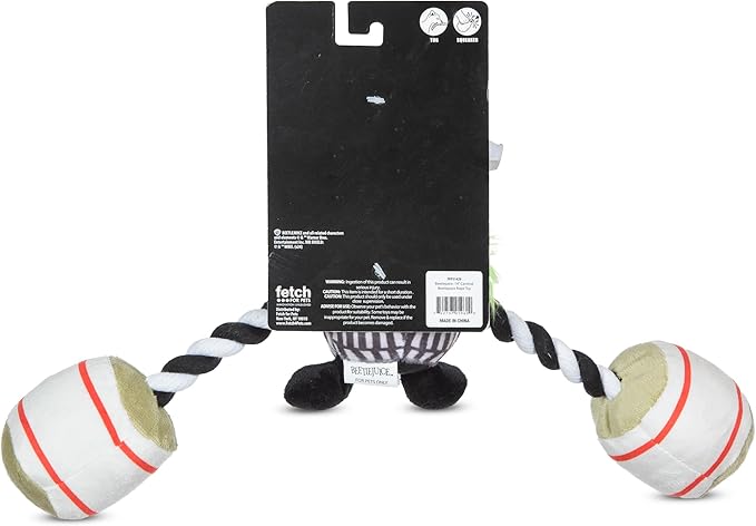 Beetlejuice Carnival Rope Plush Dog Toy, 14” Double Rope Dog Toy, Beetlejuice Toy for Dogs for Halloween