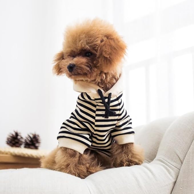 Matching Dog and Owner Clothes Separately Sold,Striped Mom Dad Dog Hoodie for Small Dogs Cats,Puppy Sweatshirt Fall Winter(Black,Pet 2XL)