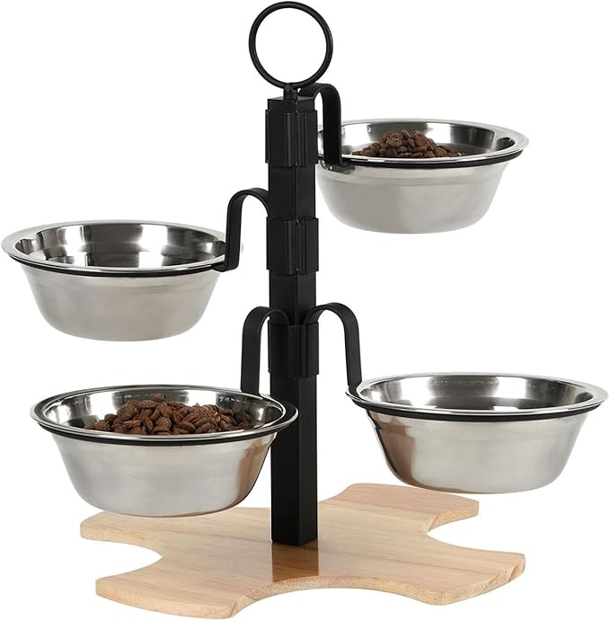 Elevated Cat Food Bowls, Height Adjustable, Water and Food Bowl Set Raised Cat Dishes for Small Dogs