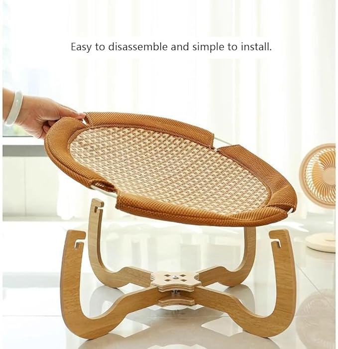 Summer Rattan Breathable Cat Bed,Removable Pet Hammock,Cat Hammock Bed,Pet Cooling Mat