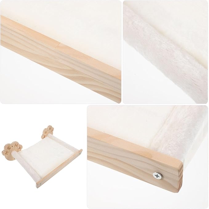 POPETPOP Wall-Mounted Cat Hammock Space-Saving Cute Cat Bed for Indoor Kittens Easy Install Pet Supply Soft Furniture for Wall Use