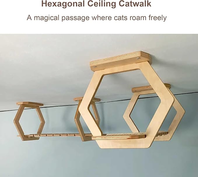 2Pcs Cat Bridge Shelves for Wall, Sky Corridor, Wooden Cat Wall Furniture, DIY Freedom Assembly