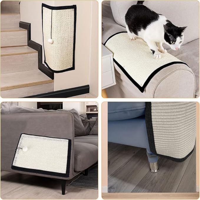 XGOPTS Cat Scratch Pad, Natural Sisal, Furniture Protector, Anti-Scratch Sofa Cushion Pad Bed, Indoor Cats Grinding Claws