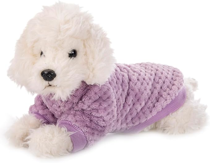 Dog Sweater, 3 Pack Dog Sweaters for Small Medium Dogs or Cat, Warm Soft Flannel Pet Clothes for Dogs Girl or Boy, Dog Shirt Coat Jacket (Large, Pink+Purple+Light Green)