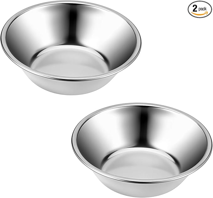 2 Pack 5.5" Metal Cat and Dog Small Bowls Stainless Steel Pet Bowls Set, Replacement Dog Food Bowl for Food and Water for Small Dogs, Kitten, Puppy
