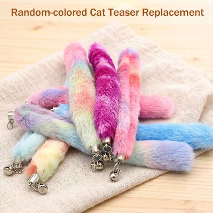 LASOCUHOO Cat Worm Toys, (3 Packs) Interactive Cat Wand Replacement Refill Attachments for Indoor Cats, Fit for Most Cats Random Color