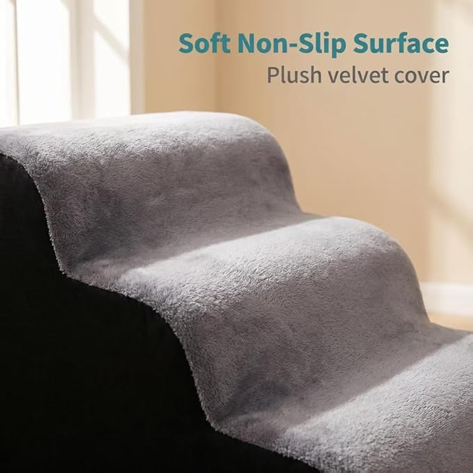 Dog Stairs for Small Dogs，35D Pet Stairs Steps 15” H with Durable Non-Slip Waterproof Fabric Cover, Slope Stairs to Bed for Small Dogs and Cats or Pets Joints, 3 Step Dog Ramp for Couch and Bed