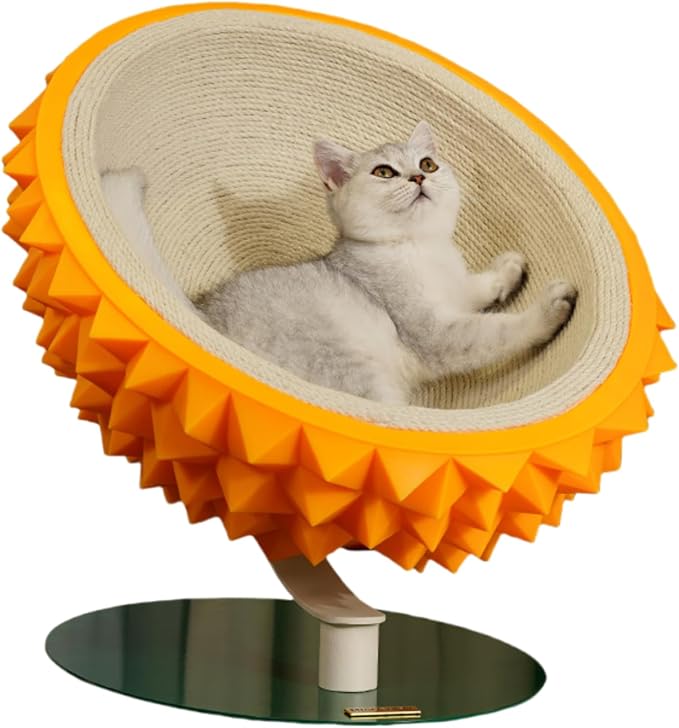 3-in-1 Durian Cat Scratching Bed & House - Sisal Rope Board with PVC Frame, Multi-Functional Pet Bed for Claw Care, Napping & Massage, Durable Seasonal Cat Furniture - Easy Assembly