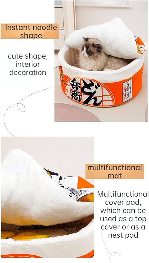 SSDHUA Cat House - Instant Noodle Cat Sofa Bed, Multifunctional, Comfortable Pet Bed, Suitable for Small Cats and Dogs (Large,Orange) 1