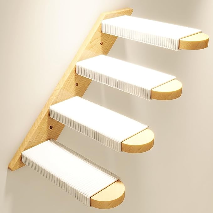 Cat Wall Furniture, Cat Wall Steps with Hemp Rope Covered, Cat Wall Stairs, Wall Mounted Cat Hammock, Cat Shelves for Sleeping, Climbing and Lounging (Color : 4-Layer Ladder)