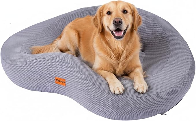 Orthopedic Memory Foam Dog Bed, Large Waterproof Pet Sofa with Sides & Removable Washable Cover, Non-Slip Bottom Supportive Couch for Large Dogs, Gray