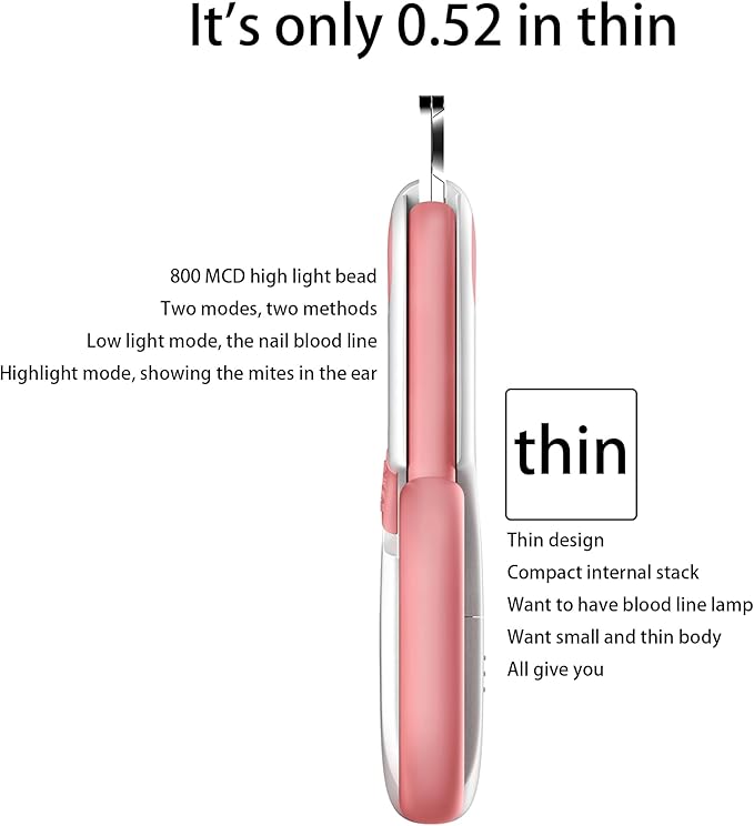 Pet nail clippers with LED Lights cat nail clippers for indoor cats nail trimmer clippers for small dog nail trimmers Cats rabbits nail clippers Bird Kittens (Pink)