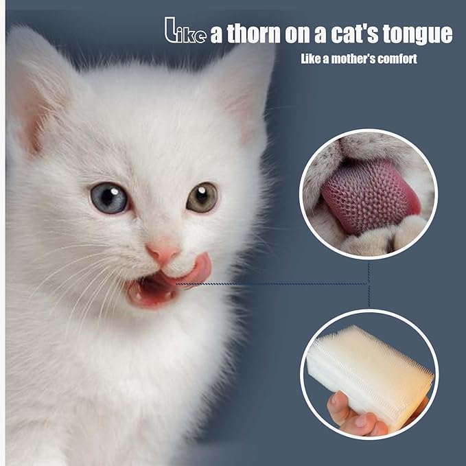 2PC Soft Cat Brush for Grooming - Gentle Cat Tongue Brush with1300+Barbed Serrations, Brushes for Sensitive Cats-Lightweight, gentle, Perfect for Daily Grooming&Enhancing Bonding (Green)