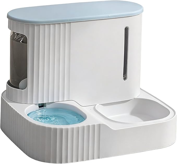 Cat Water and Food Dispenser - 2 in 1 Pet Water Feeder,3L Detachable Automatic Cat Food Dispenser,for Kitten Puppy Home Indoor Vacation Feeding Watering
