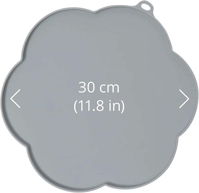 Catit Flower Shape Cat Placemat, Gray, diameter 11.8in