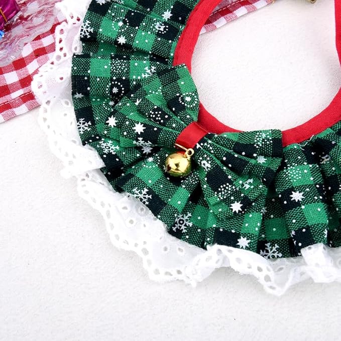 Dog and Cat Christmas Bandana Pet Food Bib Scarf Holiday Pet Bandanas for Dogs Cats Droop Bib Boy Girl Cat Festive Christmas Outfit for Pets Eating Scarf Adjustable Dog Neck Bandana Cat Xmas Costume