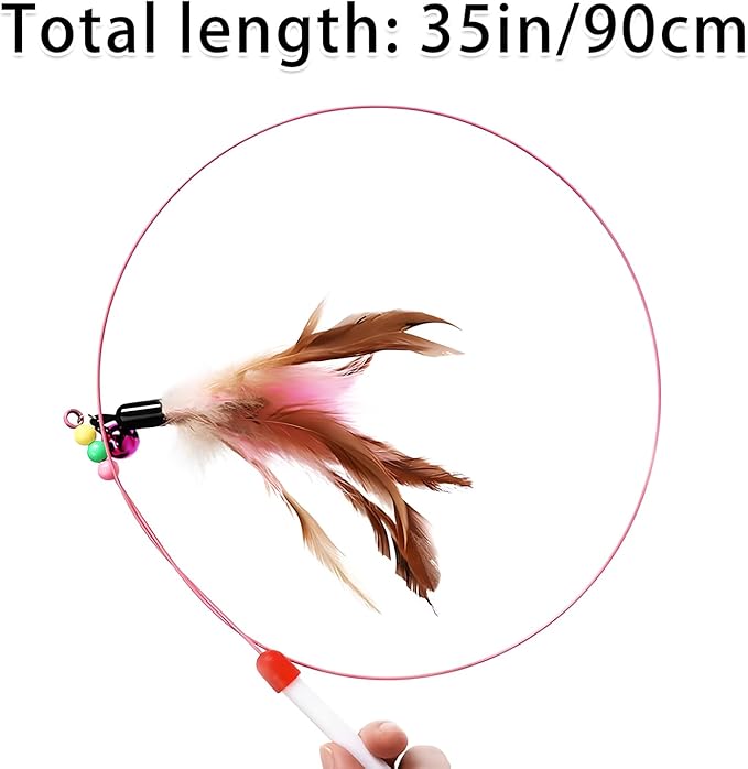 2 PCS Cat Toys Interactive for Indoor Cats,Cat Feather Toys and Wand Toys for Chase Exercise,Teaser Play with Kitten