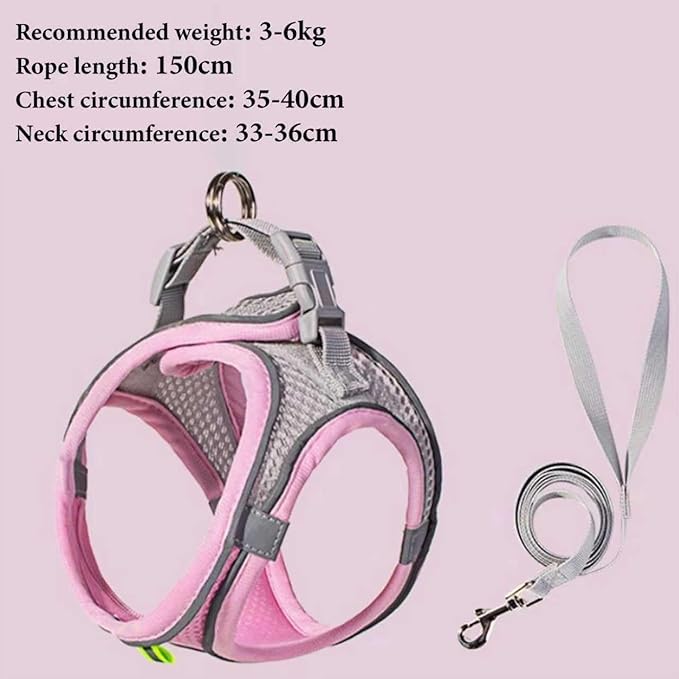 Cat Harness Escape-Proof Harness Leash Soft Breathable Mesh with Reflective Strips Vest for Cats Great for Outdoor Activities