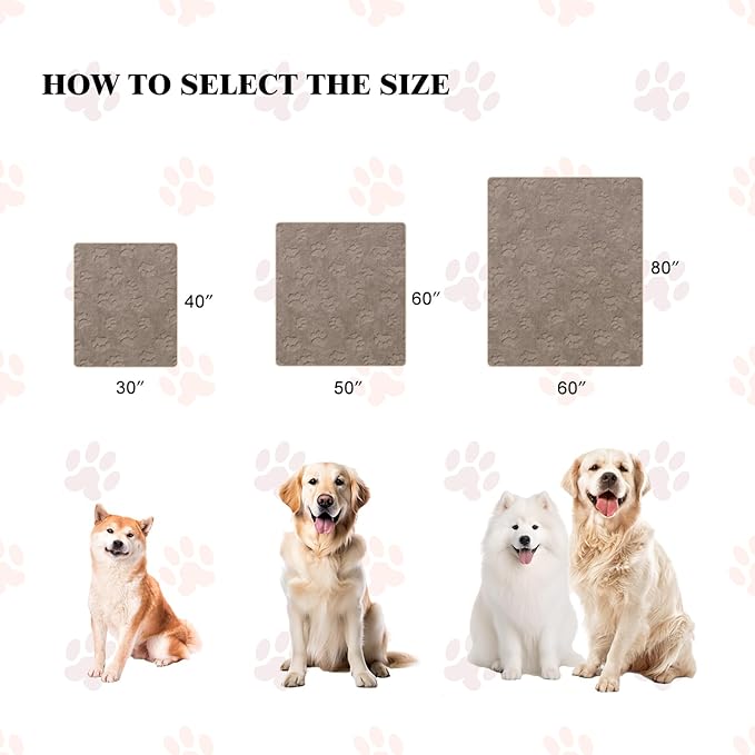 Qeils Waterproof Blanket for Bed, Dog Blankets for Large Dogs, Waterproof Cat Blanket Washable, Soft Sherpa Fleece Puppy Blanket, Reversible Throw Protector for Couch Car, 50"X60", Taupe