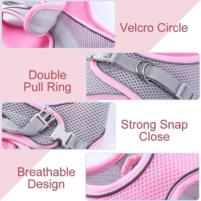 Cat Harness and Leash Set Soft Adjustable Escape Proof Cat Leash Breathable Comfortable Vest Easy to Wear Kitten/Small Dogs Harness for Outdoor Walking