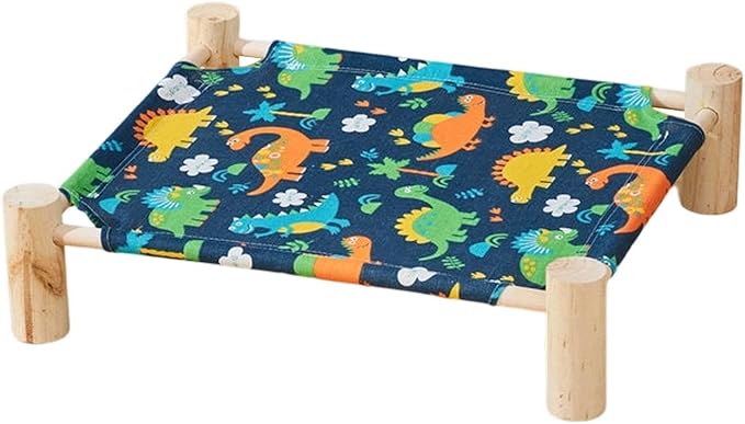 Raised Cat Bed - Wooden Dog Elevated Indoor Outdoor Bed, Cat and Dog Hammock Cot, Removable Sleeping Furniture for Home Living Room Apartment Dorm Outdoor Patio Balcony Porch Corner