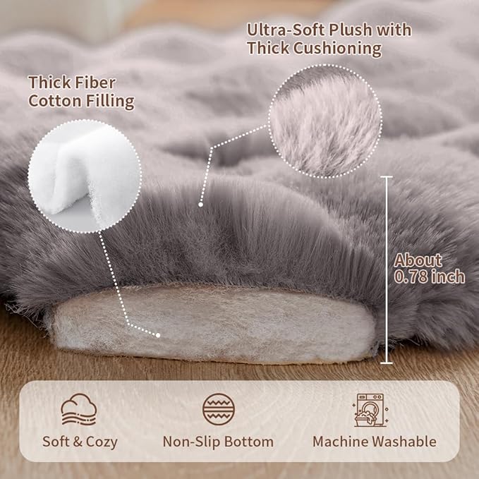 SOMAHE Cat & Dog Bed Mat, Soft Plush Faux Fur Kneading Pet Bed for 2 Cats or Small Dogs, Machine Washable Cat Sleeping Pad, Non-Slip Fluffy Pet Rug for Indoor Cats Kittens & Small Dogs, 27x20 in Grey