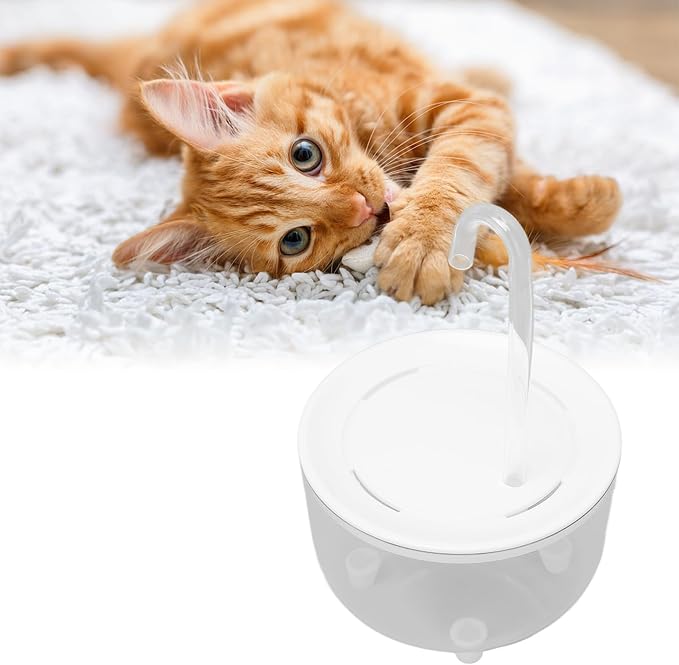 Focket Cat Water Fountain, Automatic Super Silent Pet Water Fountain, Cat Drinking with Silicone Anti Slip Pad for Cats Small Dogs Multiple Pets