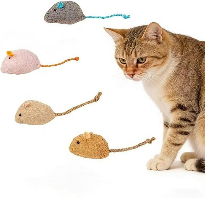 8 Pack Cat Toys Fluffy Mouse-Shaped Toys Colorful Plush Soft Cat Plush Toys with Mint Flavor for Cats Highly Realistic Interactive Cat Toys Available in 8Different Colors