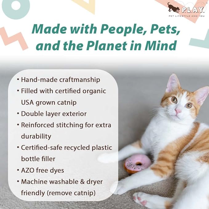 P.L.A.Y. PET Lifestyle and You Feline Frenzy Kitty Kreme Doughnuts Plush Squeaky CAT Toy