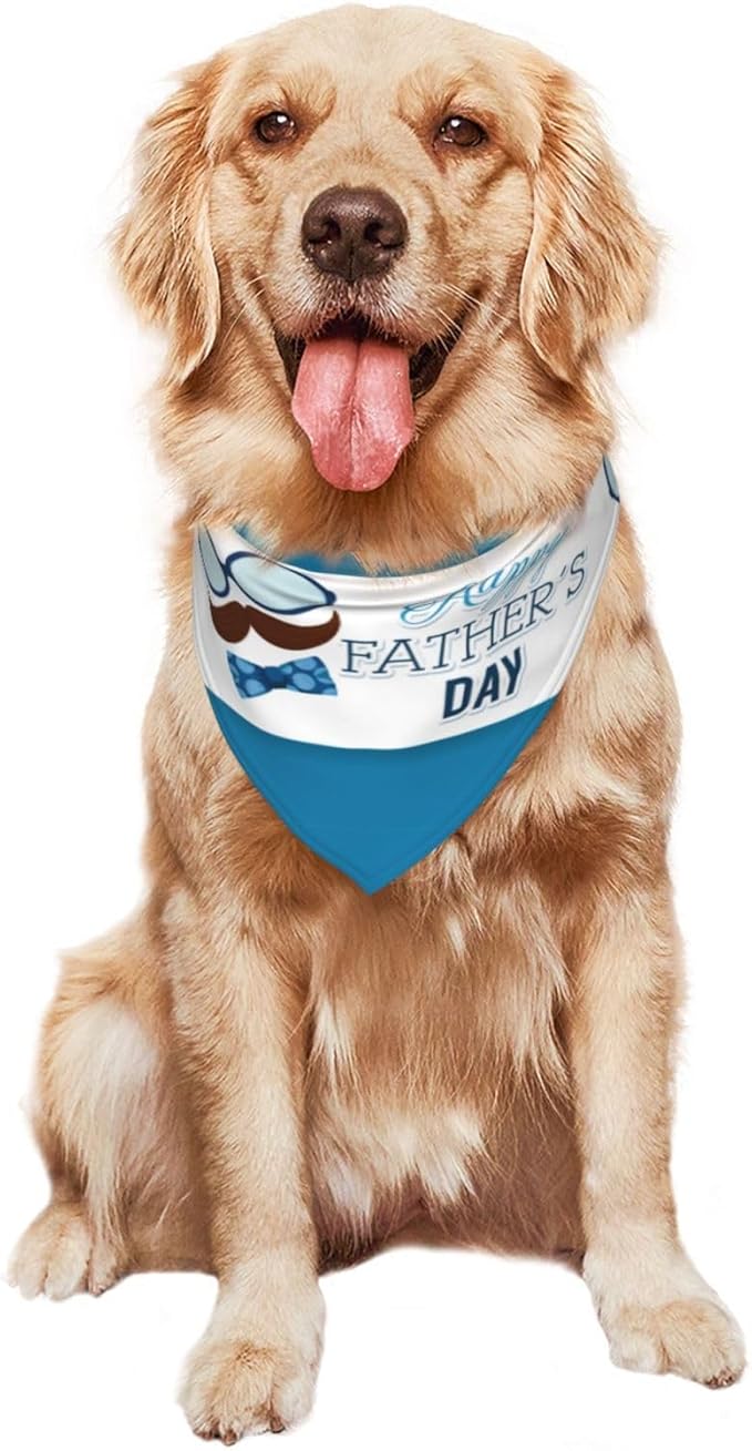 Happy Father's Day Dog Bandana Adjustable Reversible Triangle Dog Scarf Scarves Pet Bibs Costume Accessory Decor for Cats